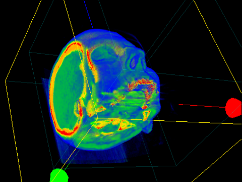 In this scene the user has moved one of the cubes upwards to clip the volume differently.